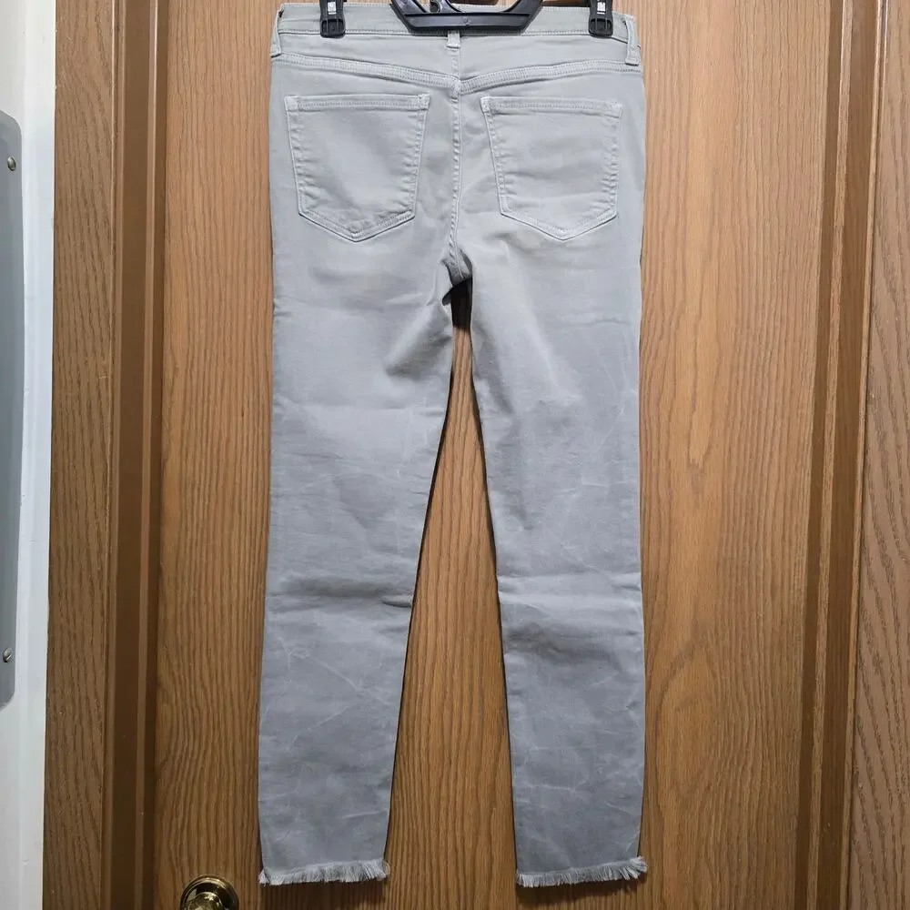 Free People We The Free High Rise Button Fly Skinny Jeans Gray 27 Raw Hem